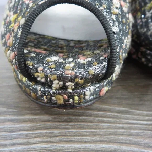 Near New Casadei Stiletto High Heels Peep Toe 9 Black Silver - Picture 8 of 16